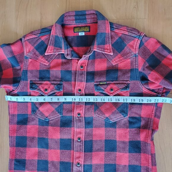 ❗🅂🄾🄻🄳❗Iron Heart IHSH-232 Ultra Heavy Flannel West Shirt Size L - Picture 10 of 11